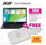 Aser 39cm Core i3 Notebook-On MyGig 3 Top Up