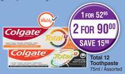 Colgate Total 12 Toothpaste-For 2 x 75ml