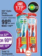 Colgate 360 Degree Optic White Toothbrush 2 Pack Assorted-Per Pack