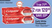 Colgate Optic White Toothpaste Assorted-For 2 x 75ml