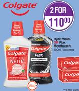 Colgate Optic White Or Plax Mouthwash Assorted-500ml