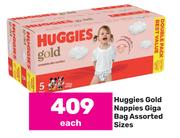 Huggies Gold Nappies Giga Bag Assorted Sizes-Each
