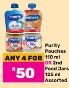 Purity Pouches 110ml Or 2nd Food Jars 125ml Assorted-For 4