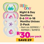 Little One Night & Day Soothers 0-6 Or 6-18 Months Unisex 2 Pack-Per Pack