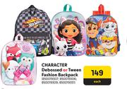 Character Debossed Or Tween Fashion Backpack-Each