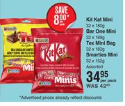 Kitkat Mini 32x180g Barone Mini 32x189g Tex Mini Bag 32x182g Smarties Mini 32x152g-Per Pack