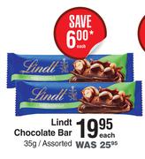 Lindt Chocolate Bar Assorted-35g Each