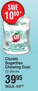 Clorets Sugar Free Chewing Gum 52 Pieces