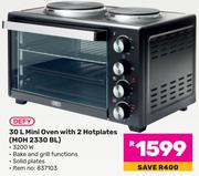 Defy 30L Mini Oven With 2 Hotplates MOH 2330 BL