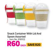 Snack Container With Lid & Spoon Assorted-Each