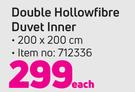 Double Hollowfibre Duvet Inner-Each