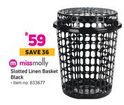 Miss Molly Slotted Linen Basket Black
