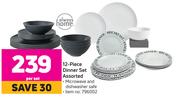 Always Home 12 Piece Dinner Set Assorted-Per Set
