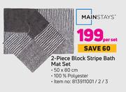 Mainstays 2 Piece Block Stripe Bath Mat Set-Per Set