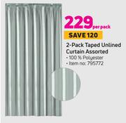 2 Pack Taped Unlined Curtain Assorted-Per Pack