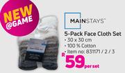 Mainstays 5 Pack Face Cloth Set-Per Set
