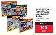 Block Tech Track Racers, Dino Pen Rampage, Space Explorer Or Fire Station-Each