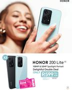 2 x Honor 200 Lite 5G-On 1.3GB Red Top Up Core More Data