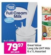 Great Value Long Life UHT Milk 6 x 1 L Assorted-Per Pack