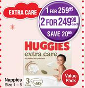 Huggies Nappies Extra Care Size 1-5-For 1