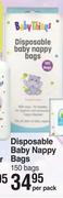 Baby Things Disposable Baby Nappy Bags 150 Bags-Per Pack