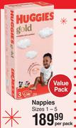 Huggies Nappies Sizes 1-5-Per Pack