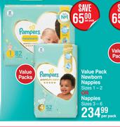 Pampers Value Pack Newborn Nappies Sizes 1-2 Or Nappies Sizes 3-6-Per Pack