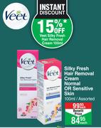 Veet Silky Fresh Hair Removal Cream Normal Or Sensitive Skin Assorted-100ml Each