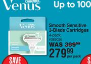 Gillette Venus Smooth Sensitive 3-Blade Cartridges (4-Pack) 389026-Per Pack