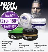 Nish Man Hair Styling Matte Clay Wax 100ml, Hair Styling Wax 100ml, Hair Styling Cream 100ml-For 2