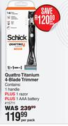 Schick Quattro Titanium 4 Blade Trimmer 15711-Per Pack