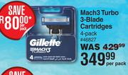Gillette Mach3 Turbo 3-Blade Cartridges (4-Pack) 46827-Per Pack