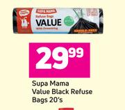 Supa Mama Value Black Refuse Bags-20's