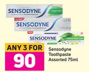 Sensodyne Toothpaste Assorted-For 3 x 75ml