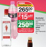 Beefeater London Dry Gin (All Flavours) 750ml And SPAR Tonic (All Flavours) 1Ltr- Per Combo