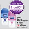 Sanex Dermo Anti Perspirant Roll On For Men Or Women Assorted-50ml