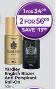 Yardley English Blazer Anti Perspirant Roll On-50ml