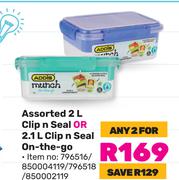 Addis Assorted 2Ltr Clip n Seal Or 2.1Ltr Clip n Seal On-The Go-For Any 2