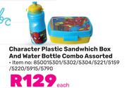 Character Plastic Sandwich Box And Water Bottle Combo Assorted-Each