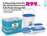 Addis 5-Piece Take & Go 10Ltr Set or 10-Piece Fresh & Go Food Storage Set-Each