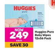 Huggies Pure Baby Wipes-12 x 56 Per Pack