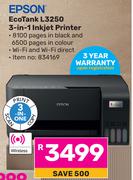 Epson Eco Tank L3250 3 In 1 Inkjet Printer