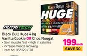 Nutritech Black Bull Huge 4Kg Vanilla Cookie Or Choc Nougat-Each