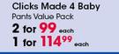 Clicks Made 4 Baby Pants Value Pack-Each