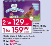 Clicks Made 4 Baby Active Stretch Disposable Nappies Jumbo Pack-Each