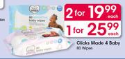 Clicks Made 4 Baby-80 Wipes Each