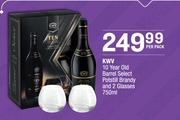 KWV 10 Year Old Barrel Selected Potstill Brandy And 2 Glasses-750ml Per Pack