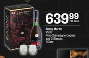 Remy Martin VSOP Fine Champagne Cognac And 2 Glasses-750ml Per Pack