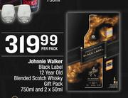 Johnnie Walker Black Label 12 Year Old Blended Scotch Whisky Gift Pack-750ml And 2x50ml Per Pack