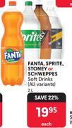 Fanta, Sprite, Stoney Or Schweppes Soft Drinks (All Variants)-2L Each